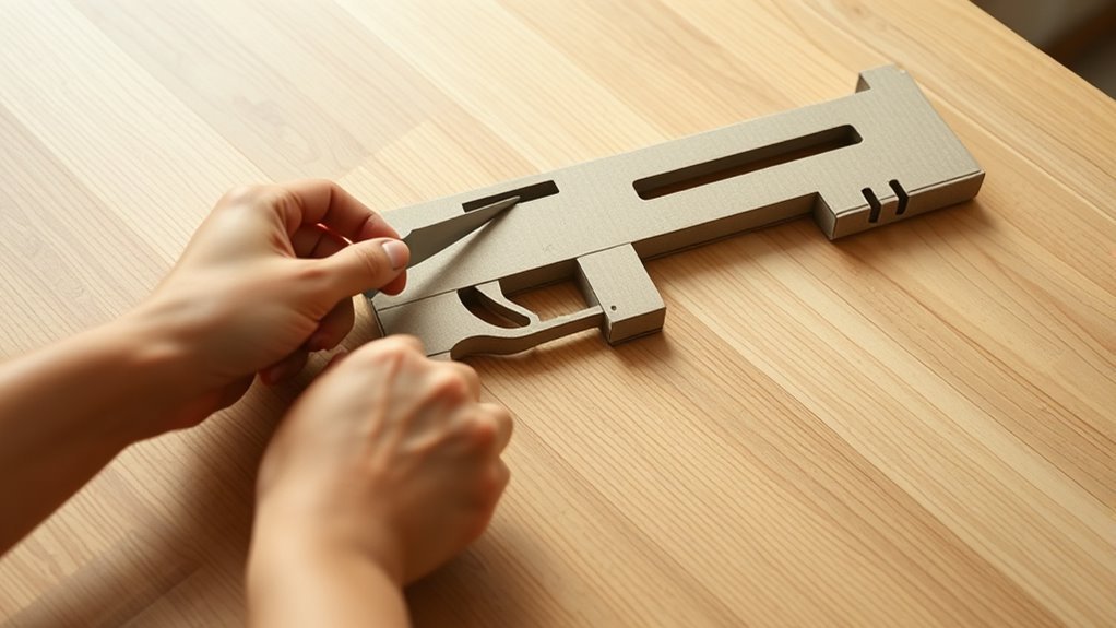 careful precise cardboard cutting
