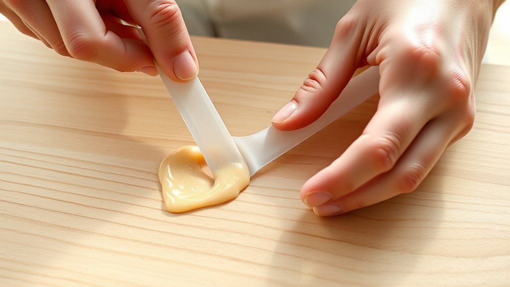 gently scrape hardened glue