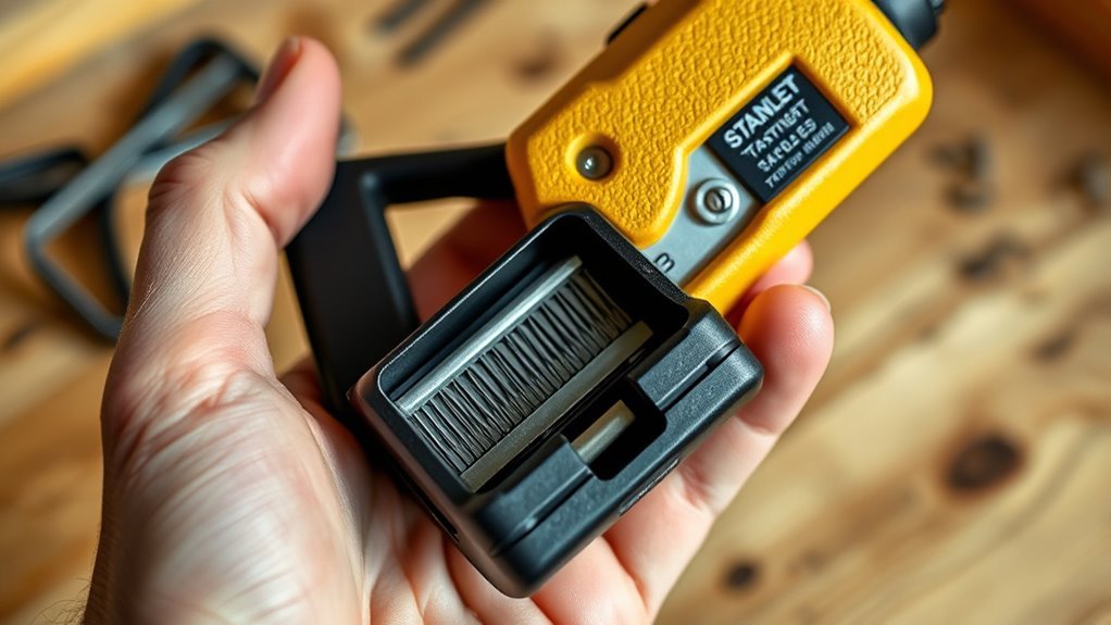 insert staples into compartment