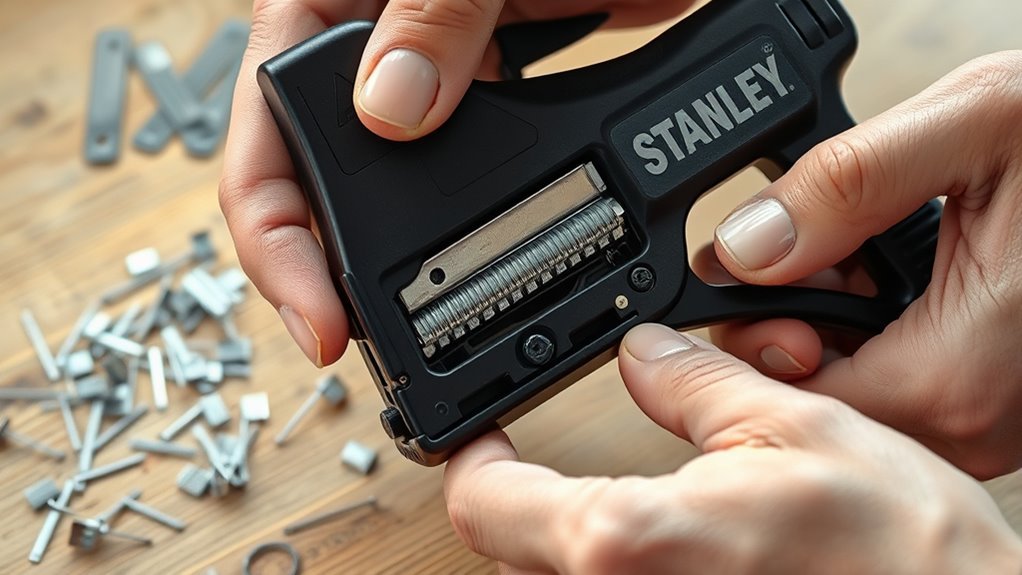 open staple gun chamber safely